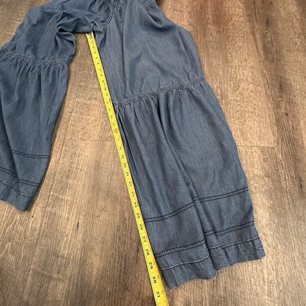 Sincerely Jules Chambray Tiered Palazzo Pants Boho Festival Wide Leg Small NWT - Picture 11 of 12